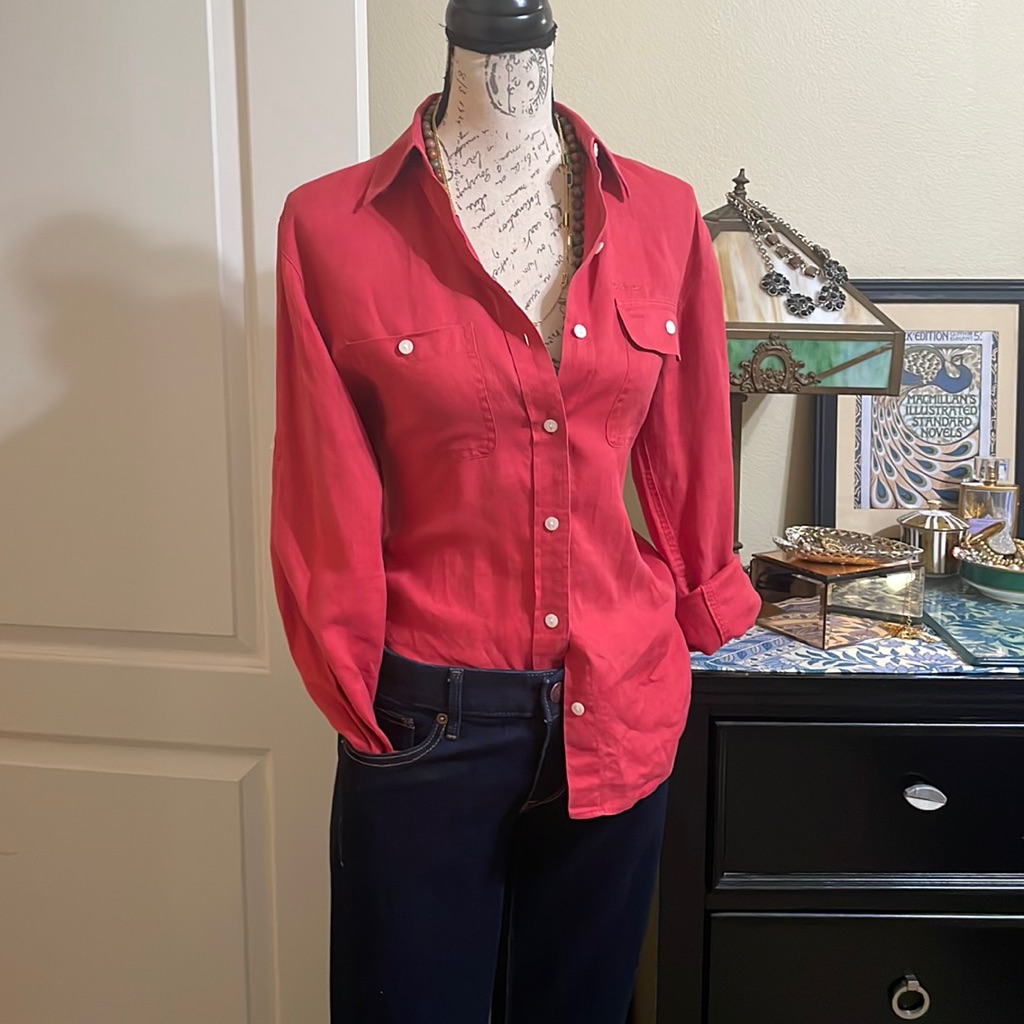 Lrl Linen Button Down Blouse